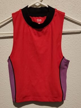 DSG Dick's Sporting Goods Colorblock Crop Tank | Red Purple Black | XS